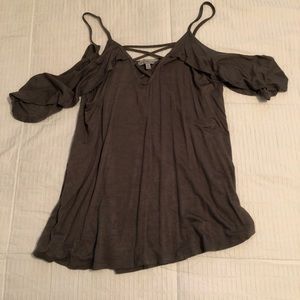 Charlotte Russe off the Shoulder Olive Tank Top